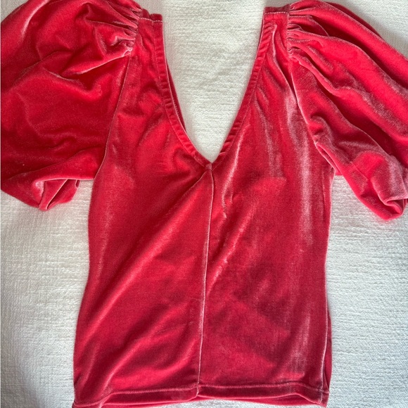 Free People Red Ruched Blouse - Picture 5 of 6